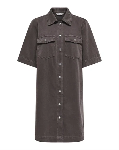 Only - ONLBelle-Silla Button Kjole - Seal Brown
